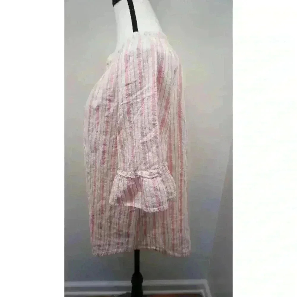Emily D Women’s Striped Lurex Blouse with Fluted Sleeves (Size M) - Picture 7 of 14